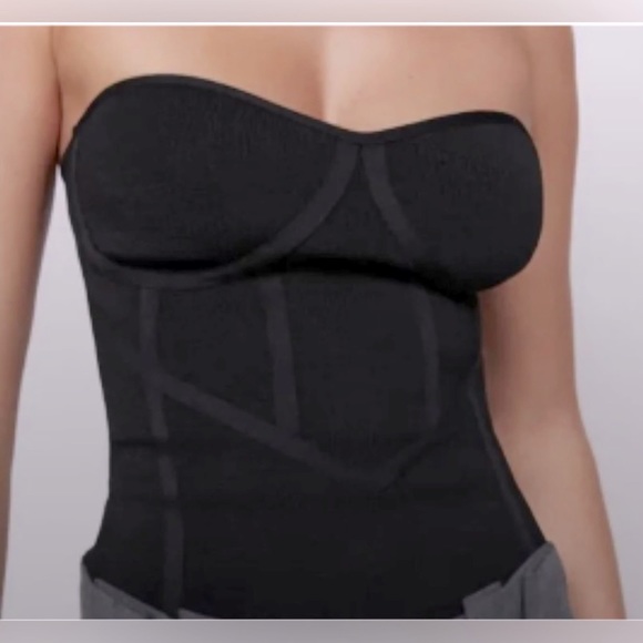 Zara Tops - Zara Knit Bustier Strapless Top Black Size Small